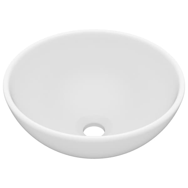 vidaXL Luksuriøs servant rund matt hvit 32,5x14 cm keramisk