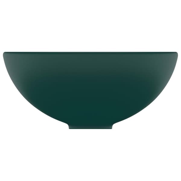 vidaXL Luksuriøs servant rund matt mørkegrønn 32,5x14 cm keramisk