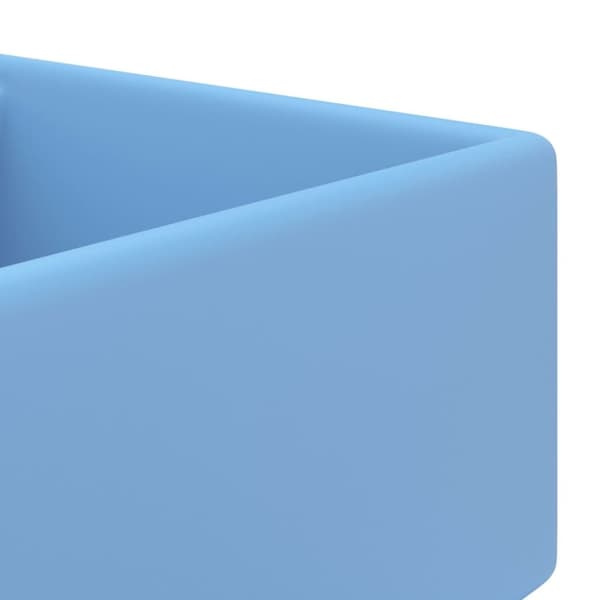 vidaXL luksus håndvask overløb 41x41 cm keramik firkantet mat lyseblå