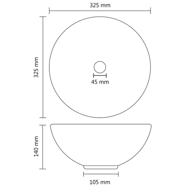 vidaXL luksuriøs badeværelsesvask 32,5x14 cm rund keramisk mat hvid