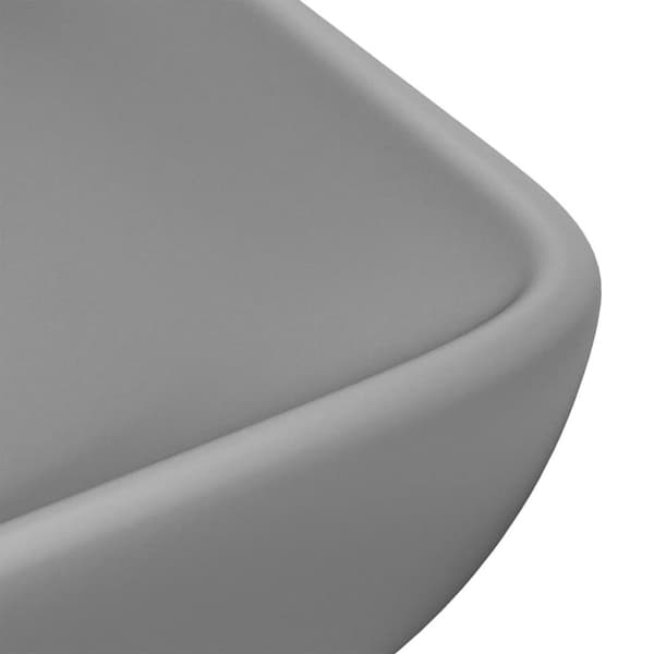 vidaXL luksuriøs håndvask 71x38 cm rektangulær keramik mat lysegrå