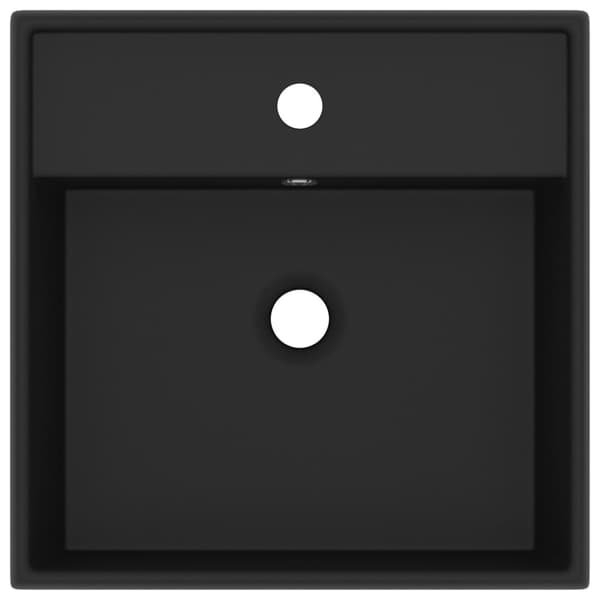 vidaXL luksuriøs håndvask overløb 41x41 cm keramik firkantet mat sort