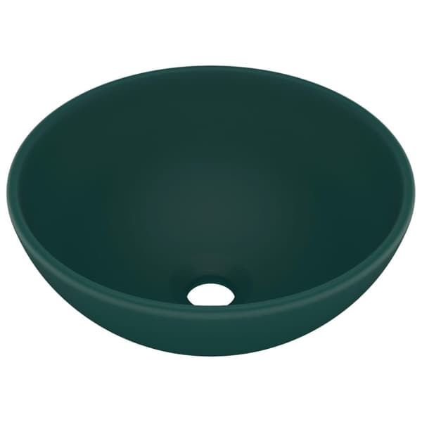 vidaXL luksuriøs håndvask 32,5x14 cm rund keramisk mat mørkegrøn