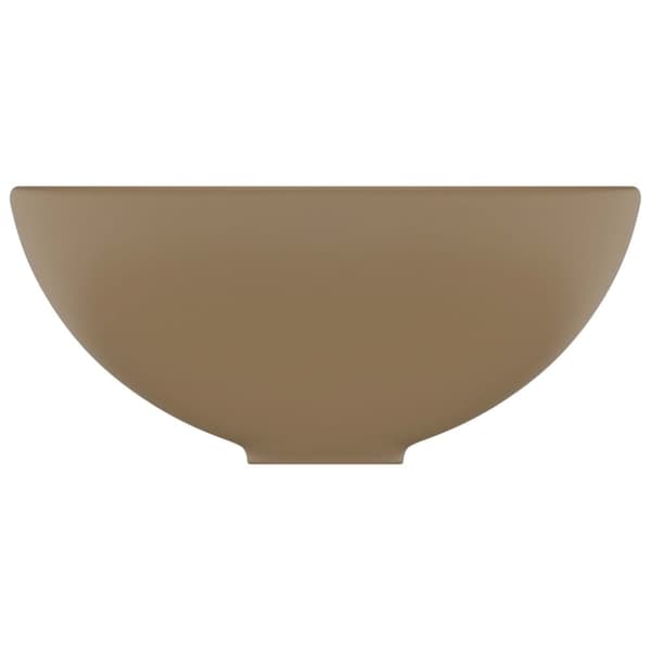 vidaXL luksuriøs håndvask 32,5x14 cm rund keramisk mat cremefarvet