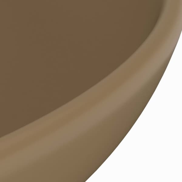 vidaXL luksuriøs håndvask 32,5x14 cm rund keramisk mat cremefarvet