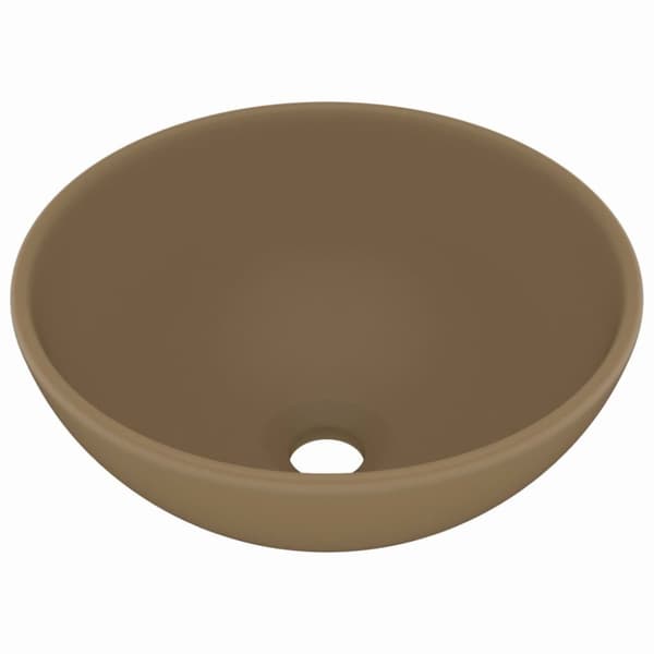 vidaXL luksuriøs håndvask 32,5x14 cm rund keramisk mat cremefarvet