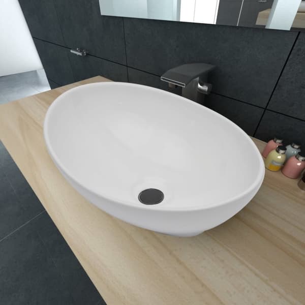 vidaXL Servant keramisk 40x33 cm oval hvit