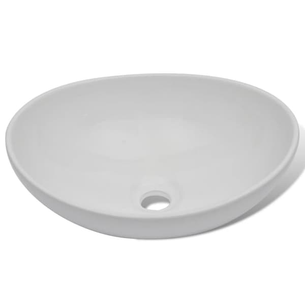 vidaXL keramisk håndvask 40 x 33 cm oval hvid