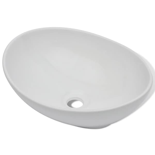 vidaXL keramisk håndvask 40 x 33 cm oval hvid
