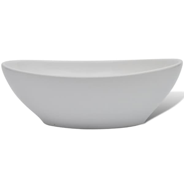 vidaXL keramisk håndvask 40 x 33 cm oval hvid