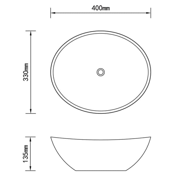 vidaXL keramisk håndvask 40 x 33 cm oval hvid