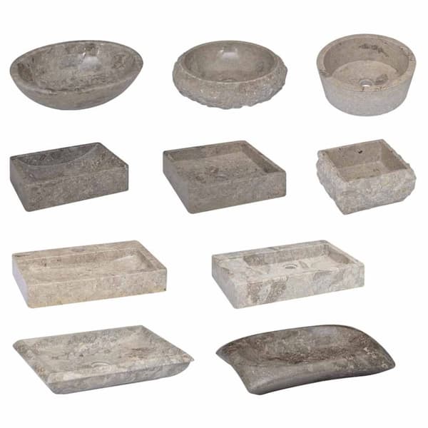 vidaXL Vask Ø40x12 cm marmor grå
