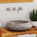 Miniatyrbilde 2 av 11: vidaXL Vask Ø40x12 cm marmor grå