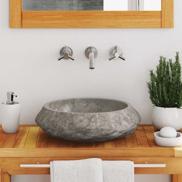 vidaXL håndvask Ø40x12 cm marmor grå