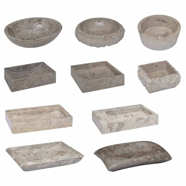 vidaXL håndvask Ø40x12 cm marmor grå