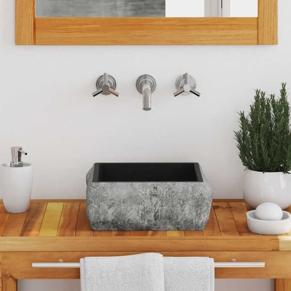 vidaXL håndvask 30x30x13 cm marmor sort