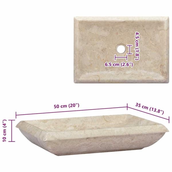 vidaXL Vask 50x35x10 cm marmor kremhvit