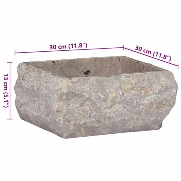 vidaXL Vask 30x30x13 cm marmor grå