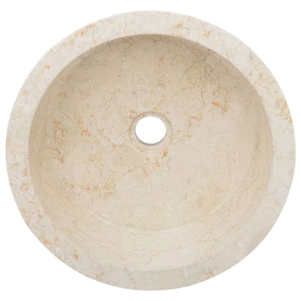 vidaXL Handfat gräddvit Ø40x15 cm marmor
