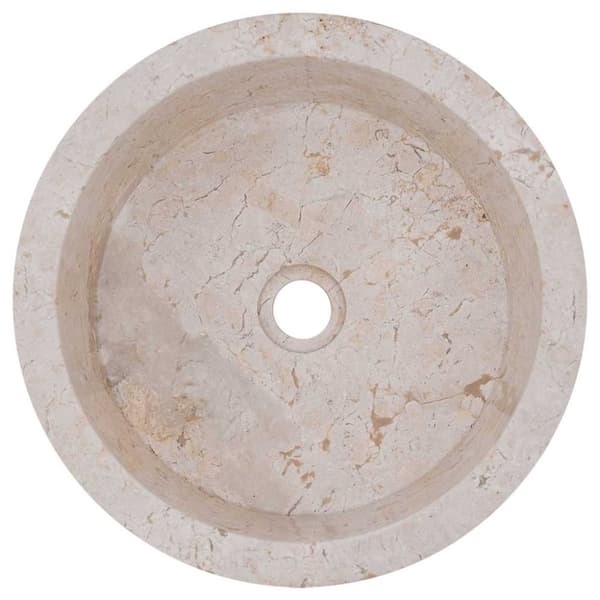 vidaXL Handfat gräddvit Ø40x15 cm marmor