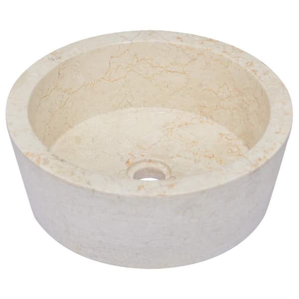 vidaXL Handfat gräddvit Ø40x15 cm marmor