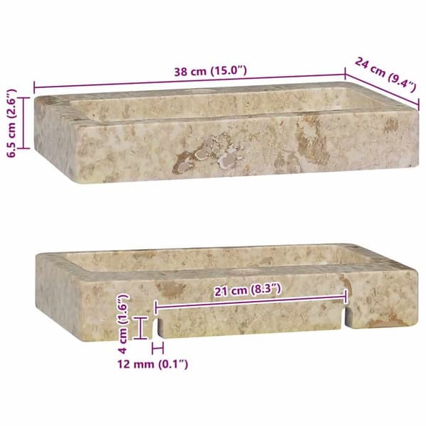 vidaXL Veggmontert vask kremhvit 38x24x6,5 cm marmor