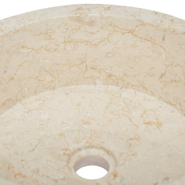 vidaXL håndvask Ø40x15 cm marmor cremefarvet