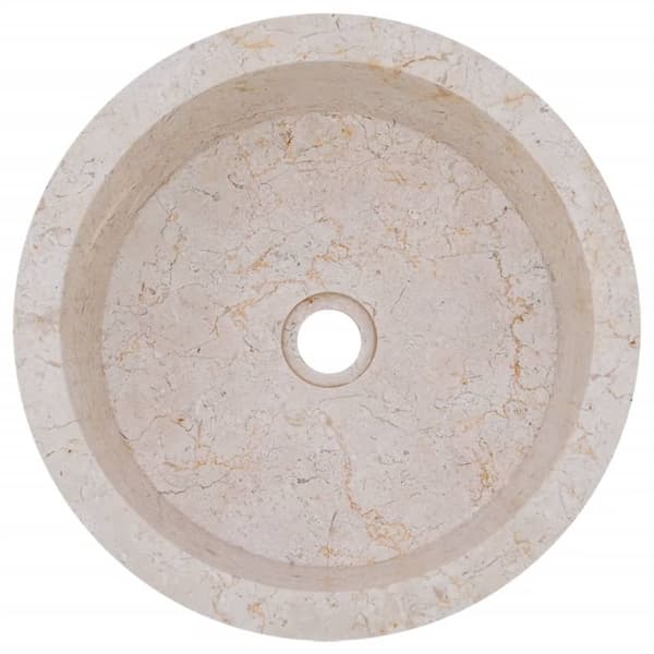 vidaXL håndvask Ø40x15 cm marmor cremefarvet