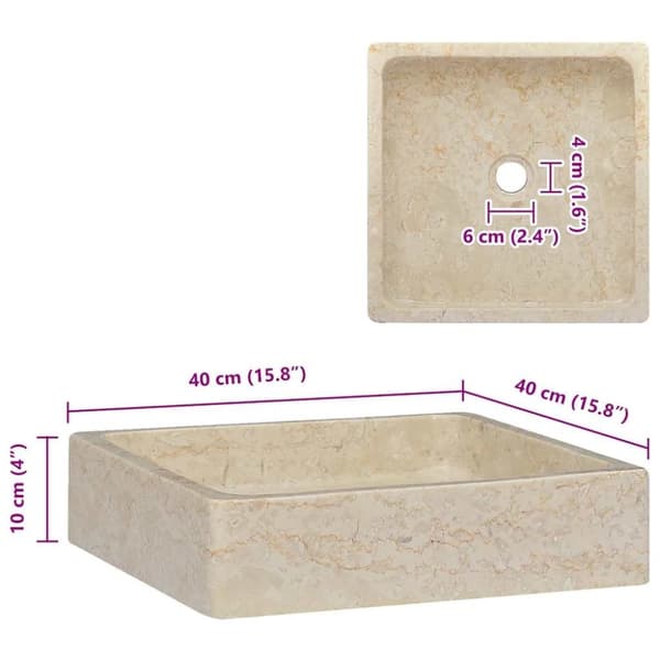 vidaXL håndvask 40x40x10 cm marmor cremefarvet