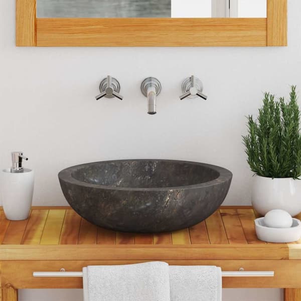 vidaXL håndvask Ø40x12 cm marmor grå