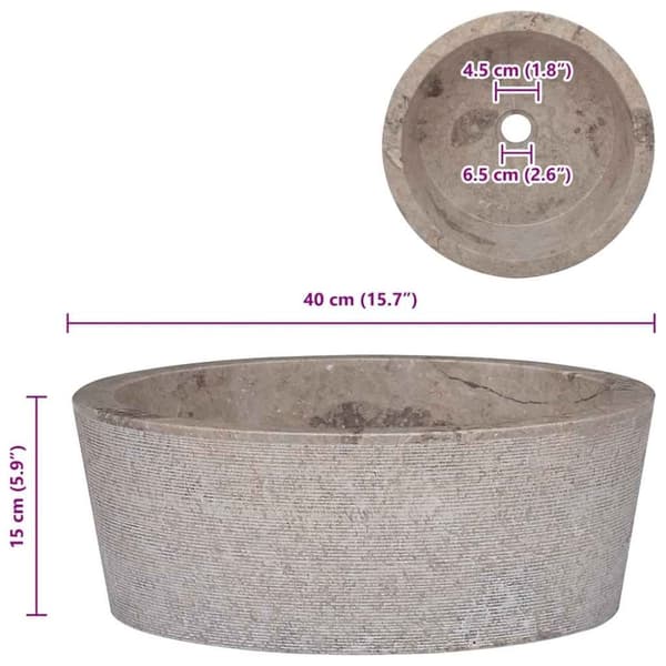vidaXL håndvask Ø40x15 cm marmor grå