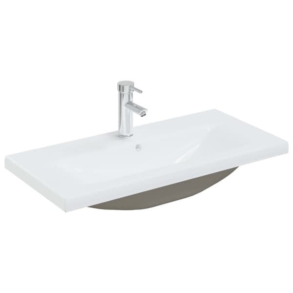 vidaXL Inbyggt handfat med blandare 81x39x18 cm keramik vit
