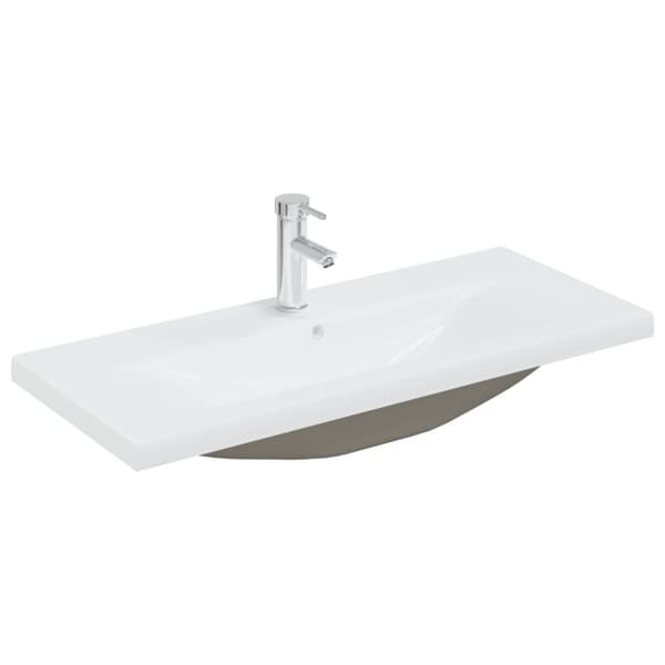 vidaXL indbygget håndvask med hane 91x39x18 cm keramisk hvid