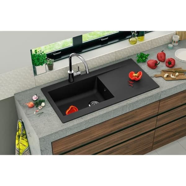 STRADOUR Inbyggt hartsfat Lierra 1000x500mm 1 stor skål - Svart - fransk tillverkning