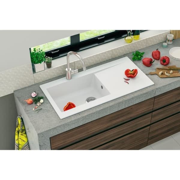 STRADOUR Inbyggt hartsfat Lierra 1000x500mm 1 stor skål - Vit - fransk tillverkning