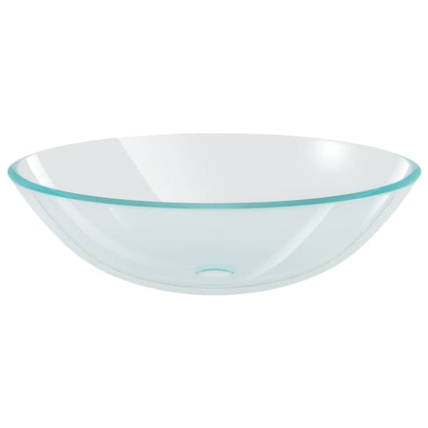vidaXL Baderomsvask med kran og trykkavløp klart herdet glass