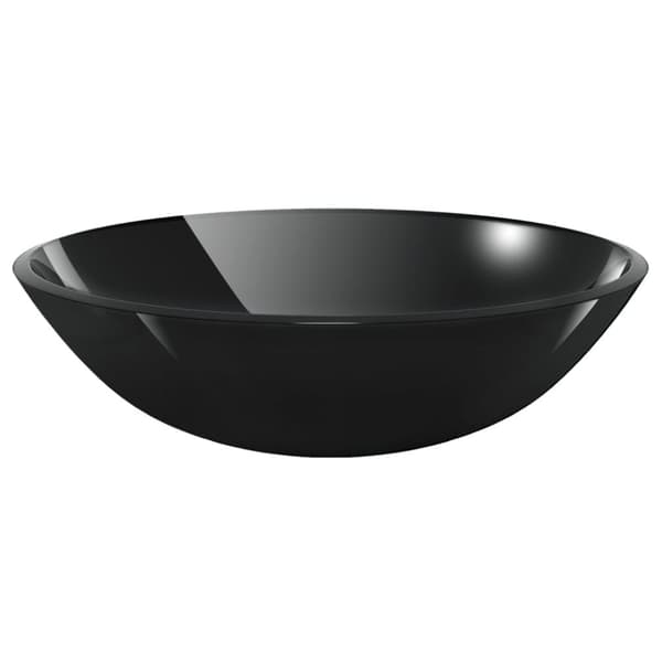 vidaXL håndvask til badeværelse m. hane og bundventil hærdet glas sort