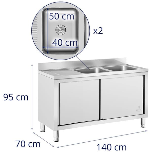 Royal Catering Diskbord - 2 diskhoar - Royal Catering - Rostfritt stål - 500 x 400 x 300 mm