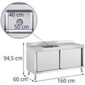 Miniatyrbild 7 av 7: Royal Catering Diskbänksbord - 1 diskho - Royal Catering - Rostfritt stål - 500 x 400 x 240 mm