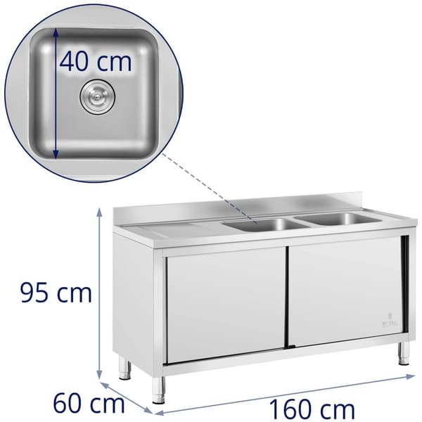 Royal Catering Diskbord - 2 diskhoar - Royal Catering - Rostfritt stål - 400 x 400 x 250 mm