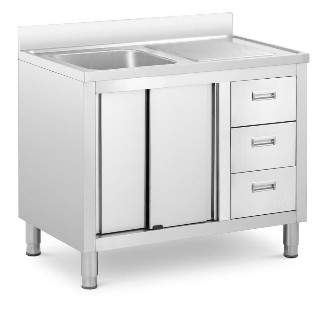 Royal Catering Diskbänksbord - 1 diskho - Royal Catering - Rostfritt stål - 400 x 400 x 300 mm