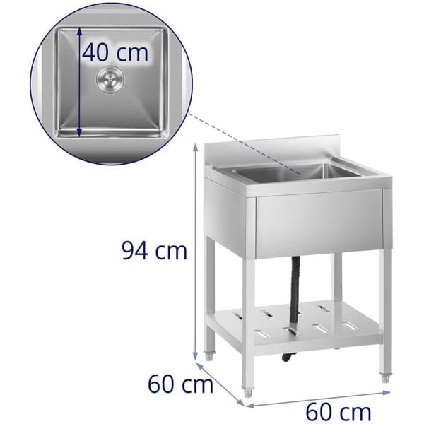 Royal Catering Diskho - 1 ho - Rostfritt stål - 40 x 40 x 25,5 cm
