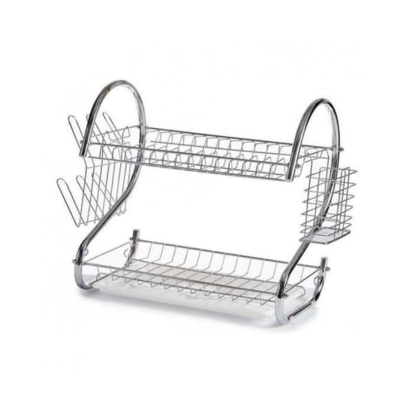Diskställ för diskbänk Silver Vit polypropenmetall (25 x 38 x 50 cm)