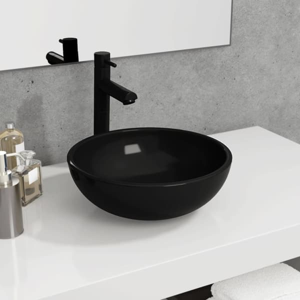 vidaXL Servant herdet glass 35x12 cm svart
