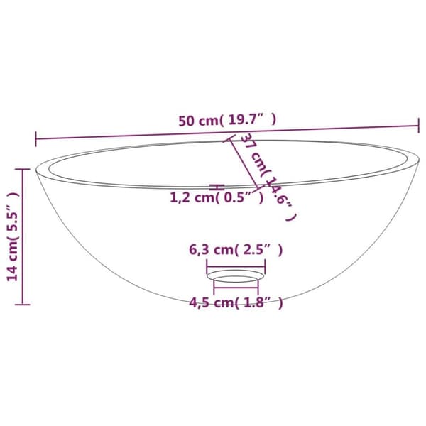 vidaXL Handfat glas 50x37x14 cm vit