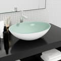 Miniatyrbild 2 av 7: vidaXL Handfat glas 50x37x14 cm vit