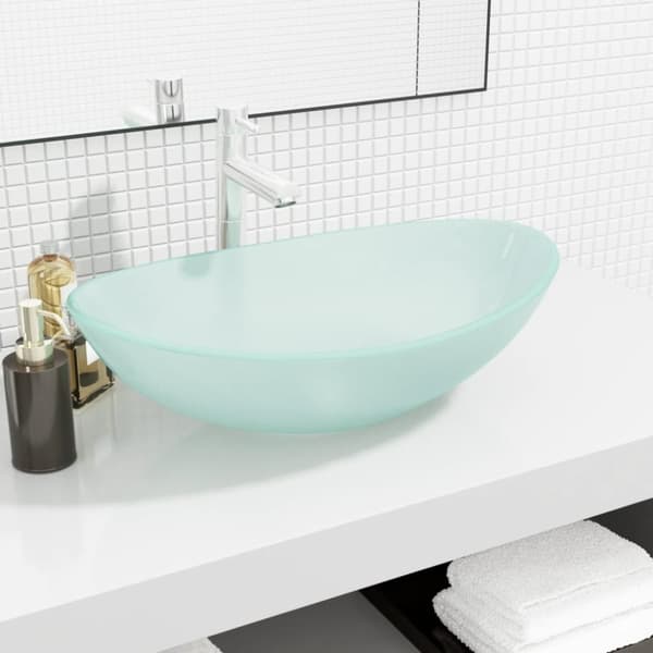 vidaXL Servant herdet glass 54,5x35x15,5 cm frostet