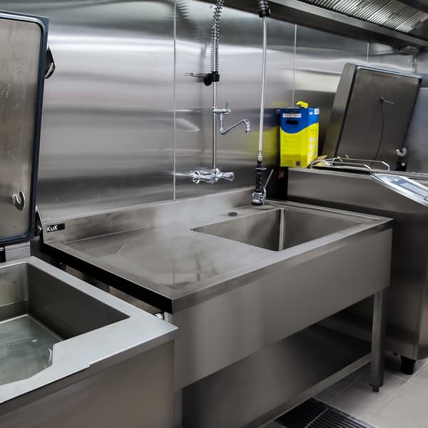 Restaurang- & Storköksdiskbänk i Rostfritt Stål - Avrinningsyta Kommersiell Köksbänk Storkök Restaurang Catering Servering Bord Slitstark 120