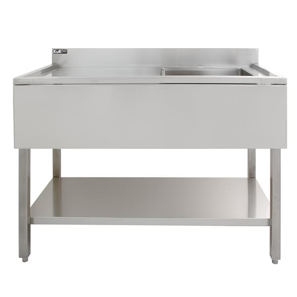 Restaurang- & Storköksdiskbänk i Rostfritt Stål - Avrinningsyta Kommersiell Köksbänk Storkök Restaurang Catering Servering Bord Slitstark 120