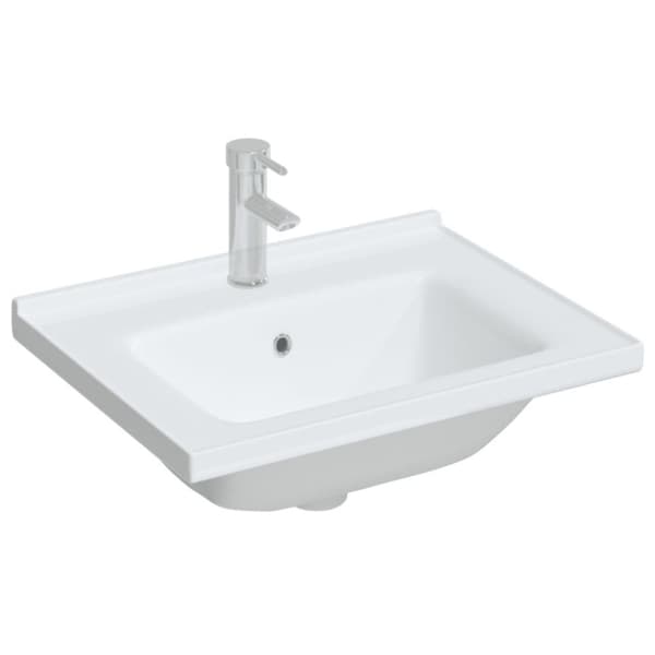 vidaXL badeværelsesvask 61x48x19,5 cm rektangulær keramisk hvid